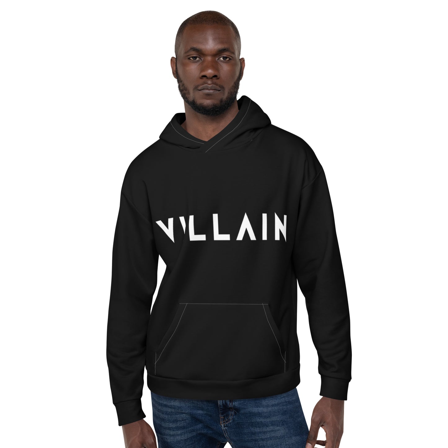 Villain Unisex Hoodie with White Draw Strings