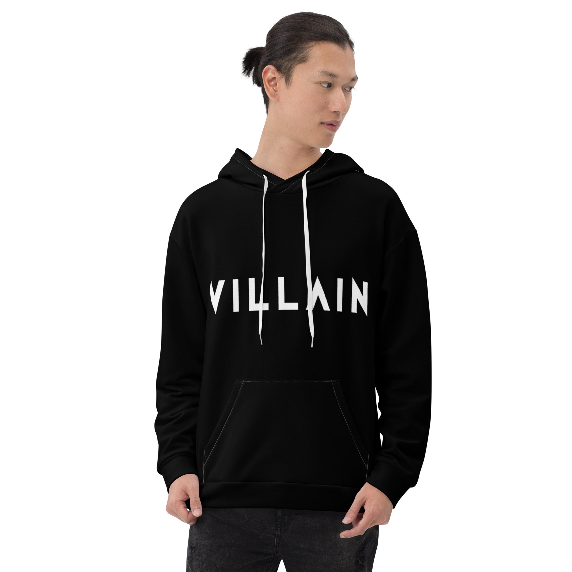 Villain Unisex Hoodie with White Draw Strings