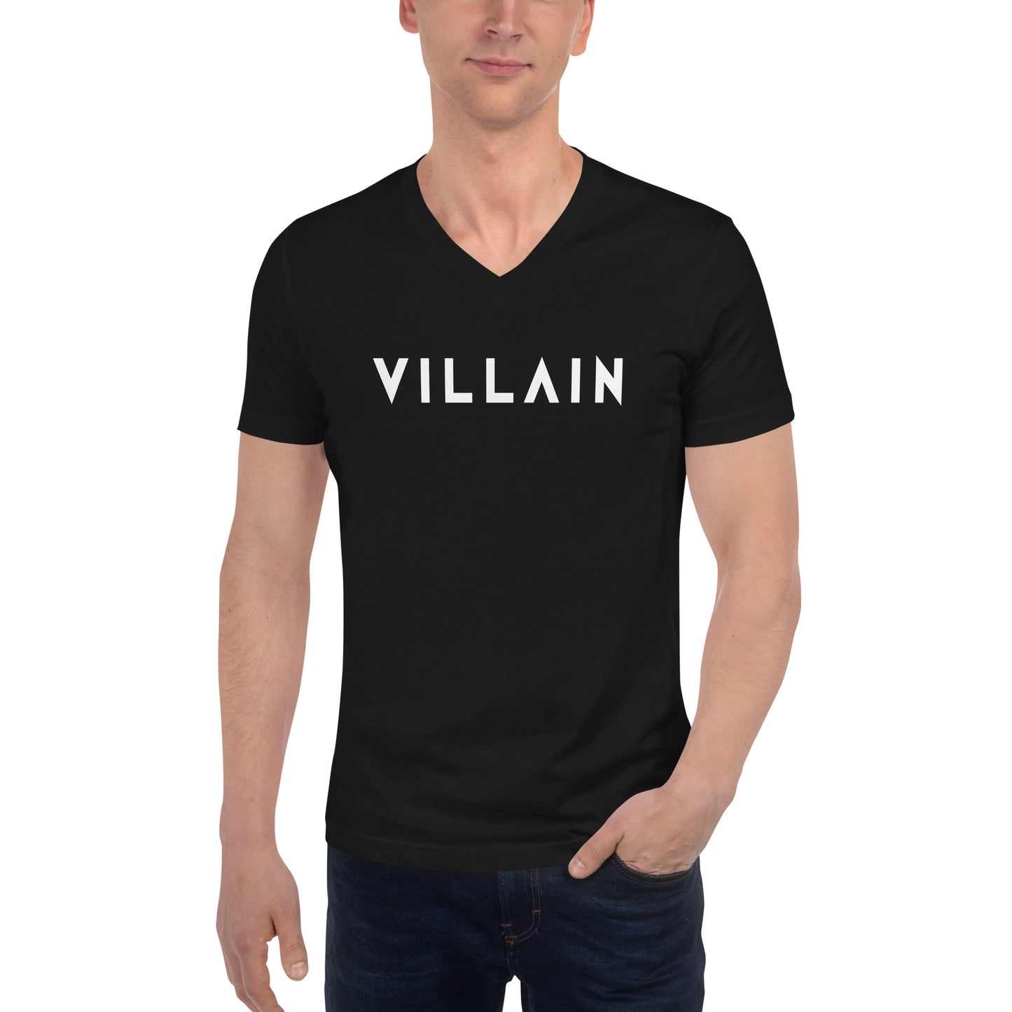 Villain Unisex Short Sleeve V-Neck T-Shirt - BLK